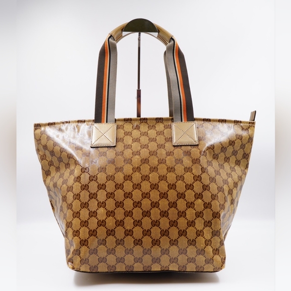 BA15❤️Gucci GG Crystal Monogram Web  Tote - Picture 6 of 13